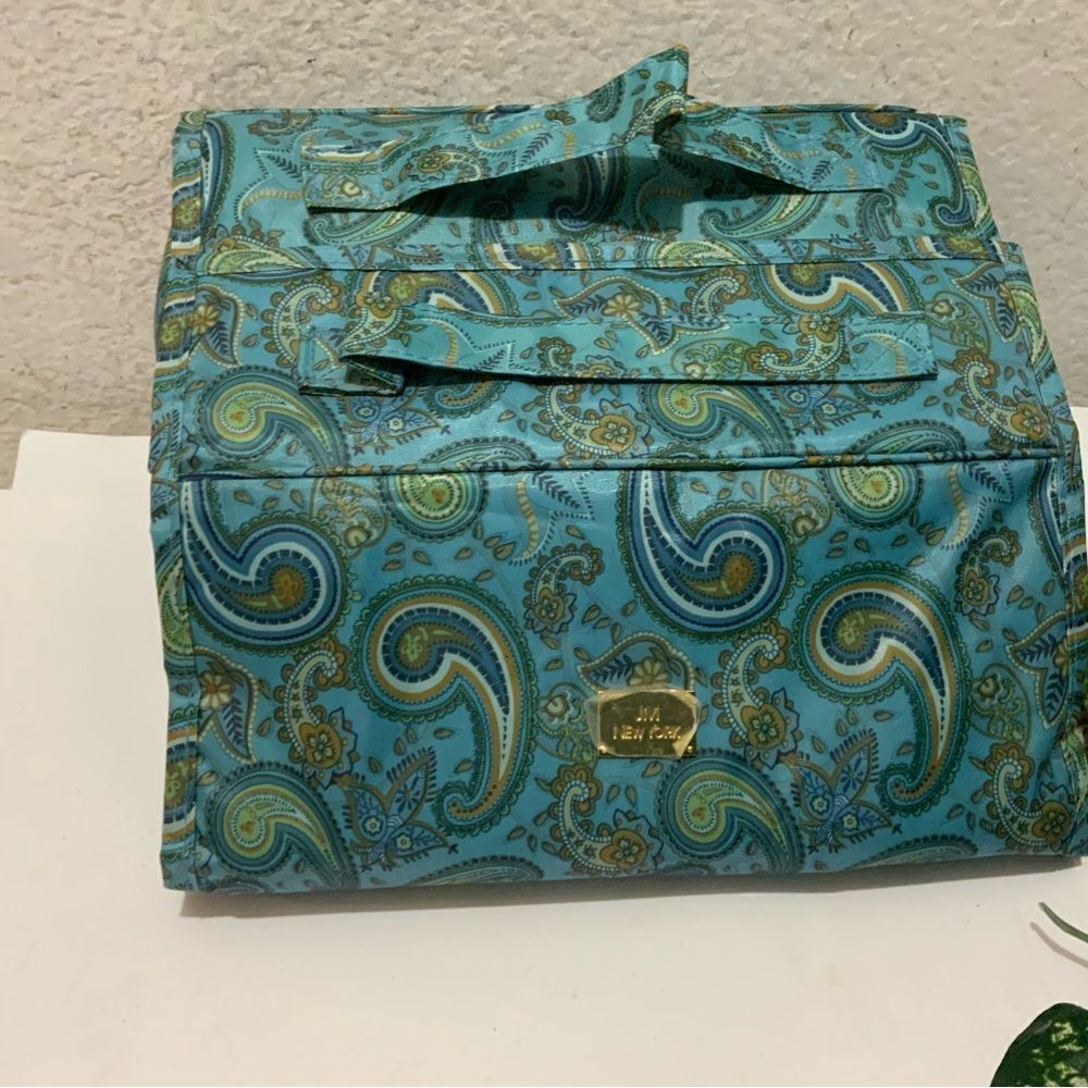 NEW! Joy Mangano Better Beauty Blue Paisley Roll Up Jewelry Organizer